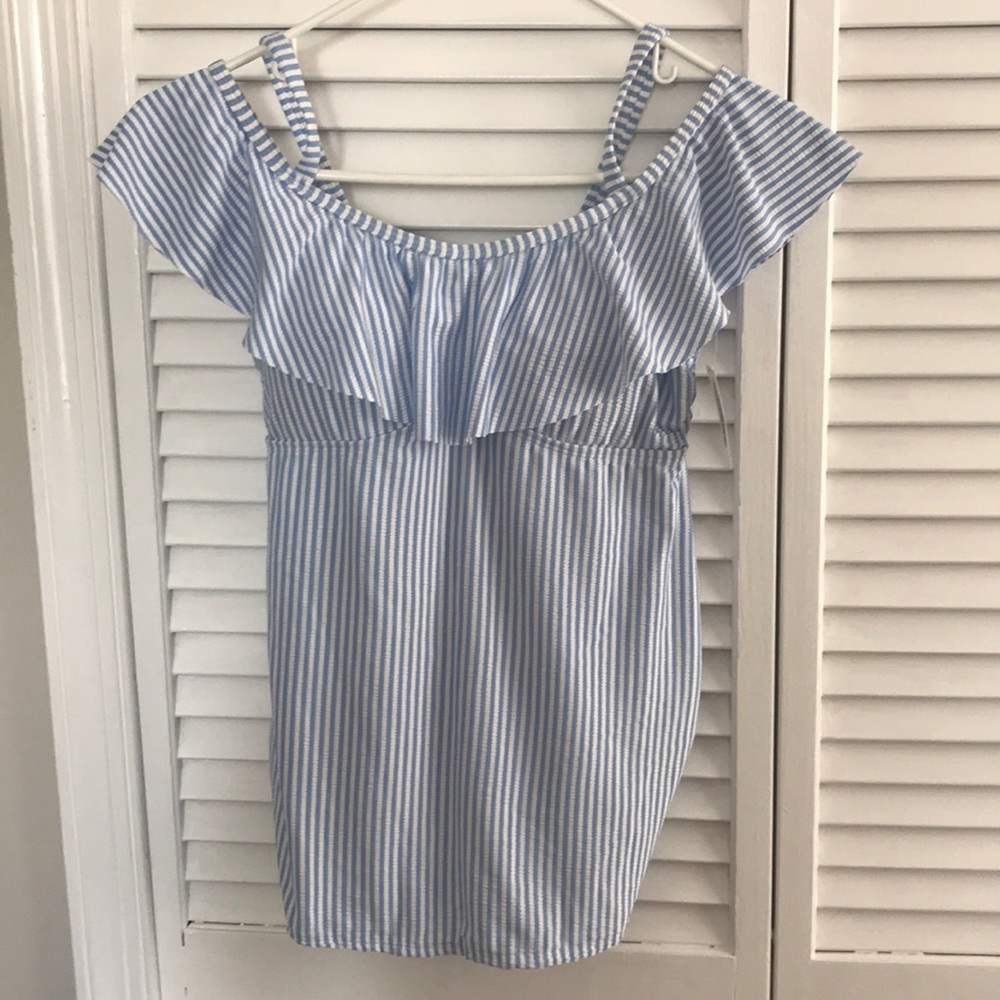Maternity Seersucker Stripe Tankini